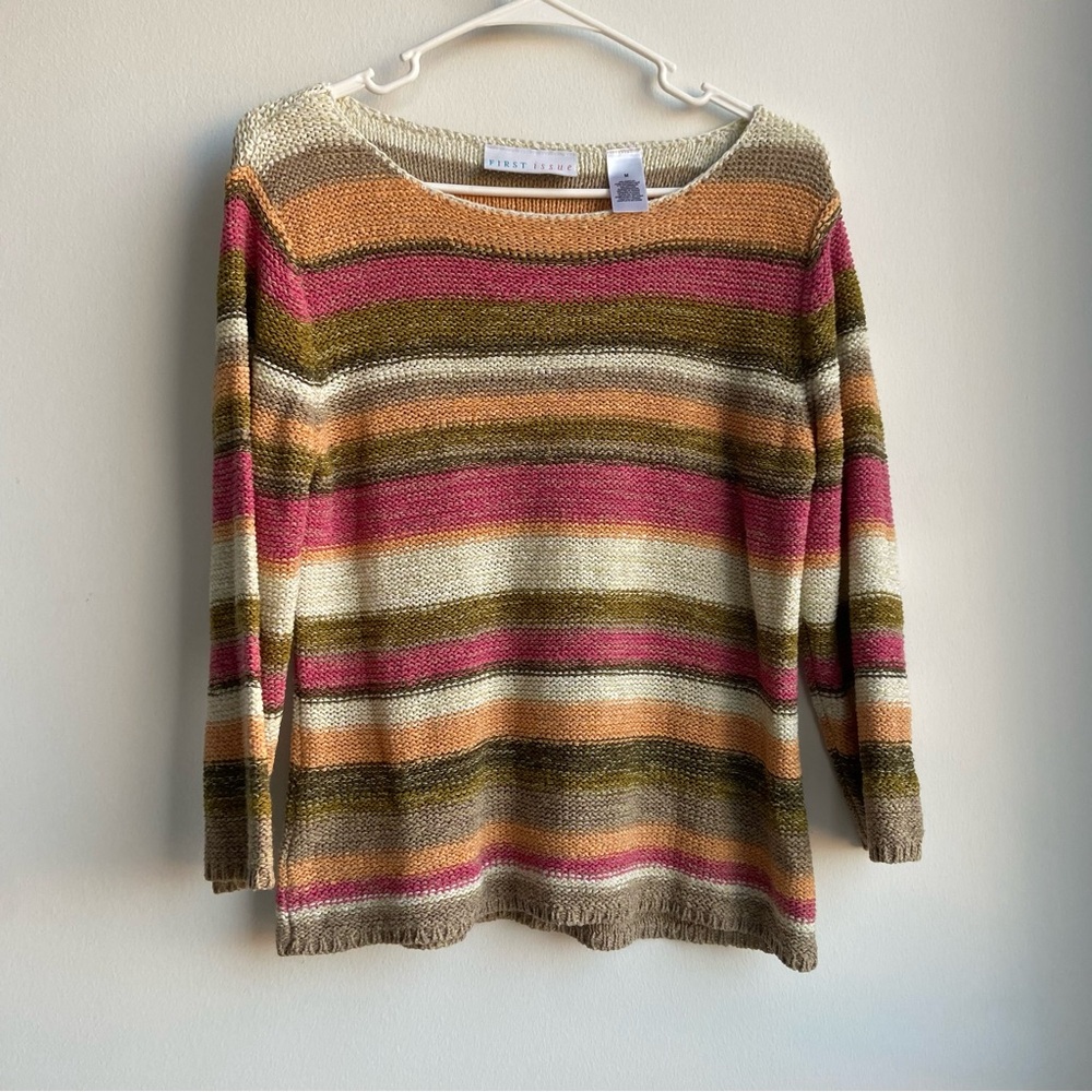Vintage Striped Colorful Sweater Size M